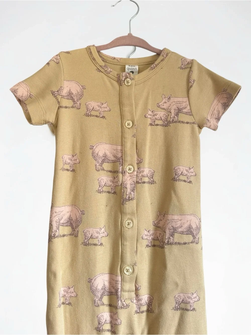 Kate Quinn Pig Piglets Mustard Baby Romper Jumpsuit 18-24M 100% Cotton